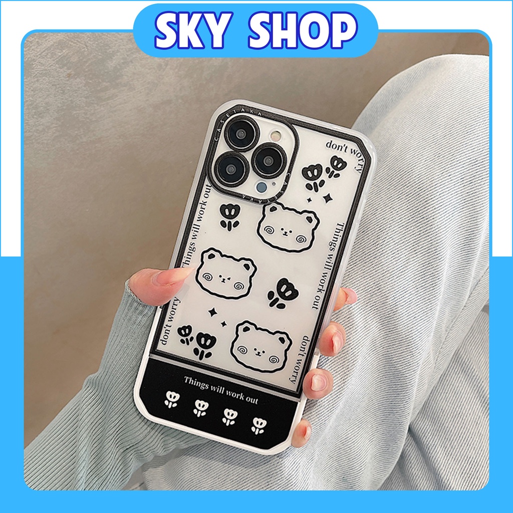 Ốp Lưng Iphone Cạnh Vuông Chống Lưng Kệ Điện Thoại Hình Dạng Ghế 3 Con Gấu 7plus/8plus/x/xs/xsmax/11/12/13/14/pro/max