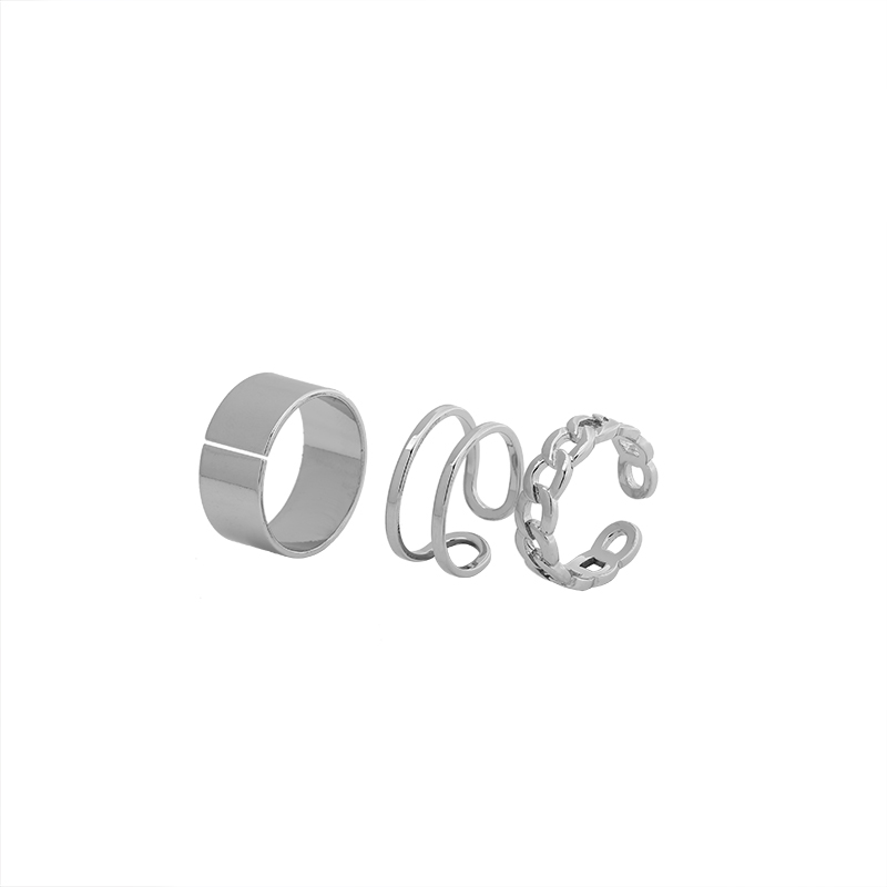 Set Nhẫn Đeo Tay Kim Loại Phong Cách Hip Hop Cho Nữ