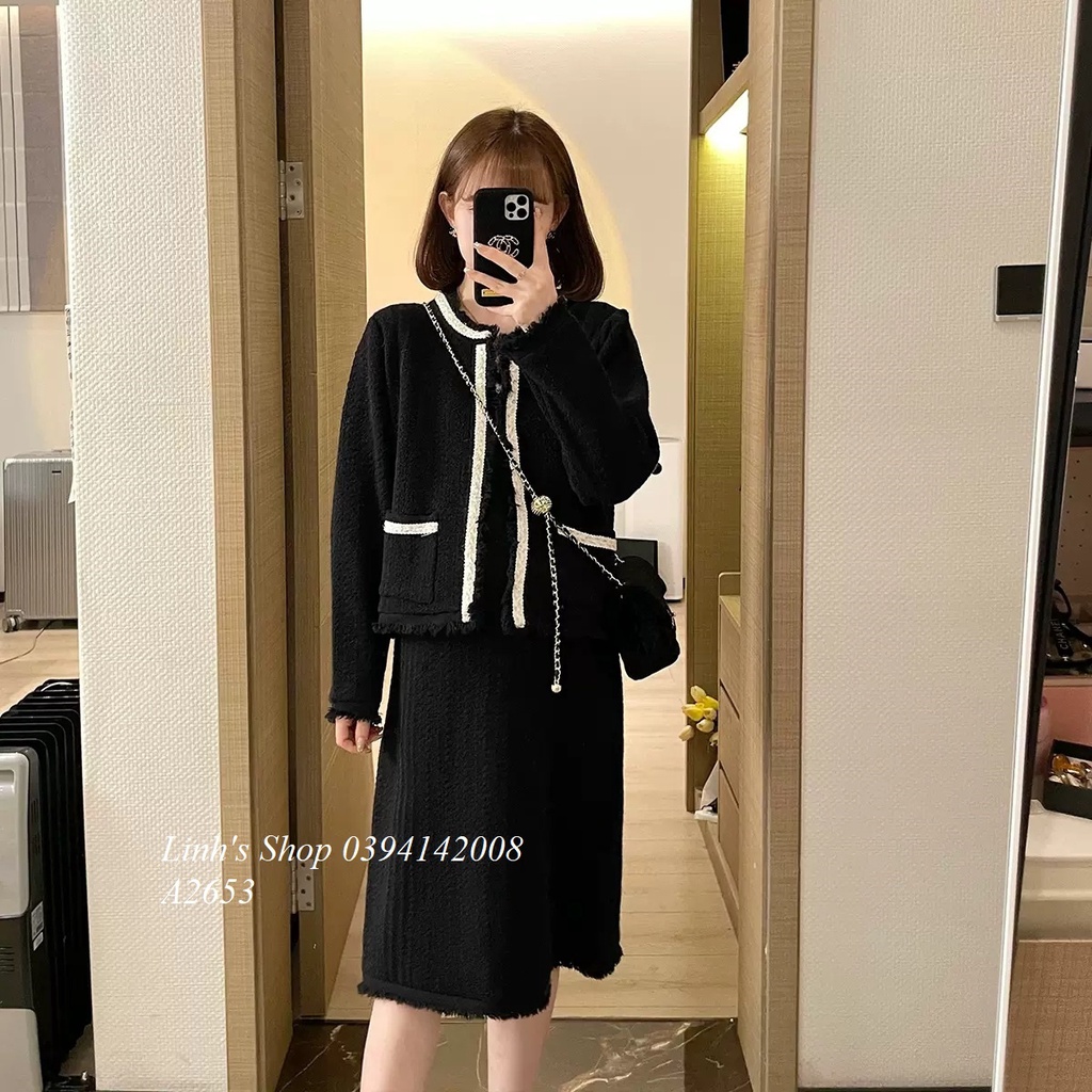 Set Dạ Len Dày Mặc Thu Đông Lịch Sự A2653