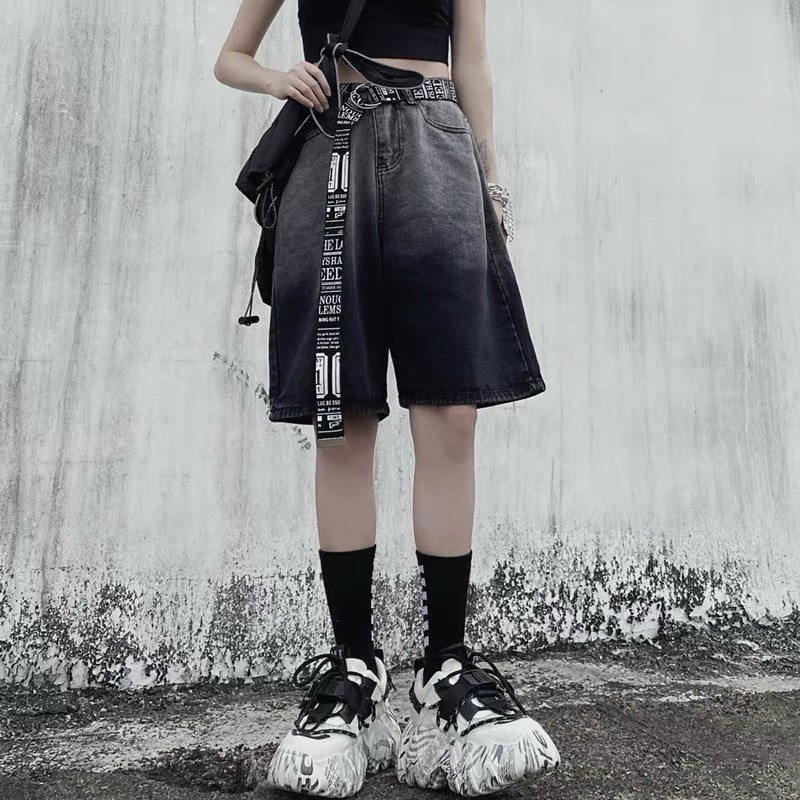 Quần Short Lửng Ống Rộng Nữ Chất Bò Lưng Cao ULZZANG 012