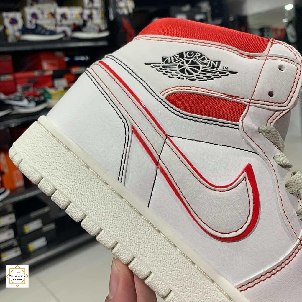 (FREESHIP+HỘP+QUÀ) Giày thể thao AIR JORDAN 1 Retro High Phantom Gym Red Trắng full viền đỏ cực đẹp cho cả nam và nữ | BigBuy360 - bigbuy360.vn