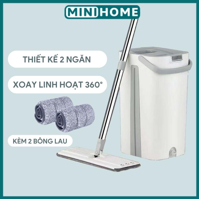 Bộ Cây Lau Nhà Thông Minh HX-2, Bộ Cây Lau Nhà Tự Vắt Xoay 360 Độ Kèm Thùng Tự Vắt Cao Cấp