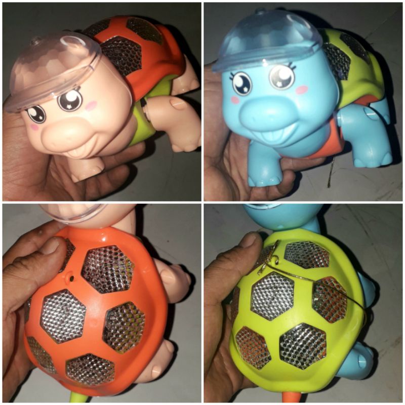 Một mô hình chú Rùa đi dạo bằng nhựa chạy pin có nhạc và đèn led rất đẹp _ tặng kèm pin kích thước 18x16x10 cm