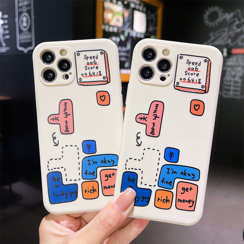 Tetris Game Camera Protector Straight Cube TPU Case OPPO A7 A3S A5 2020 A5S A15 A93 A94 A53 2020 A12 A92 A31 A9 2020 Reno 4 Lite Reno 4 F Reno 5 5F Find X3Lite A15S F17 F19 PRO A33 2020 A11K A12S A11 A1K A52 A7 A32 A12E A72 A53S C15 C12 C11