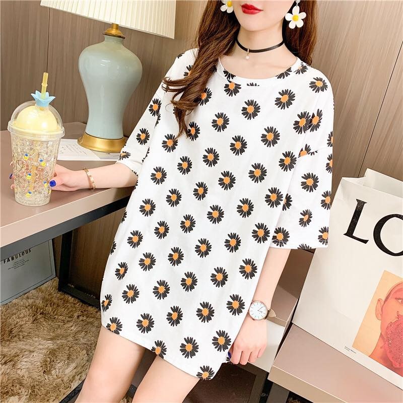 869224 - Áo thun nữ ngắn tay cổ tròn dáng dài mặc hè hàng nhập