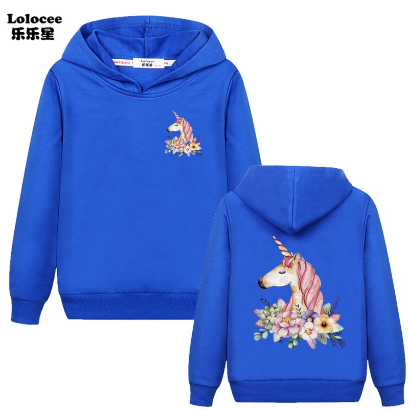 Áo Hoodies Tay Dài Hoạ Tiết Kỳ Lân Đáng Yêu Cho Bé Gái