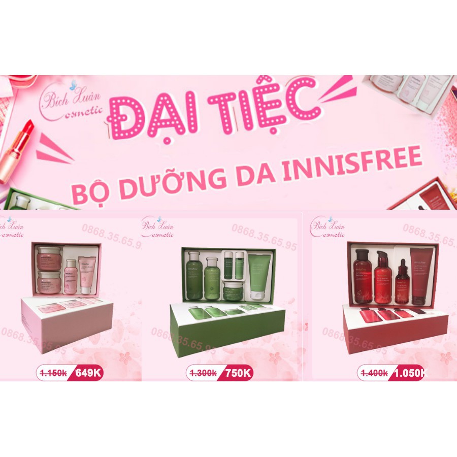 [CHÍNH HÃNG] Bộ Dưỡng Innisfree Hoa Anh Đào/Trà Xanh/Lựu Đỏ