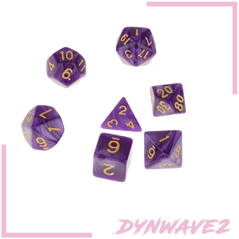 7 Xúc Xắc Polyhedral 16mm Màu Trắng Dùng Chơi Game Dnd Mtg Dnd