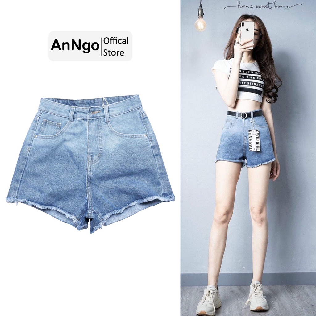 Quần short jean nữ, không co dãn form vừa, chất liệu cực đẹp loang màu AnNgo - AT99