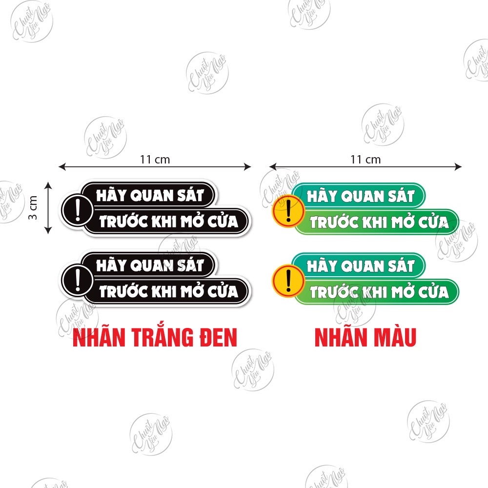 Combo 3 cặp (6 miếng) dán chú ý quan sát trước khi đóng mở cửa  dán cửa kính, cửa ô tô tem chống thấm nước NT 69