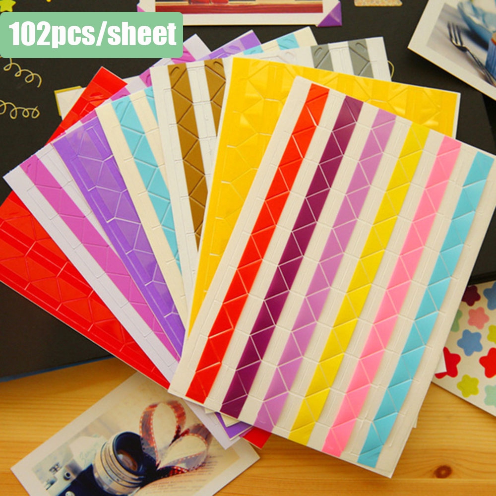 10 sheets DIY Colorful Photo Corner Scrapbook Paper Photo Albums Frame Picture Decoration PVC Stickers