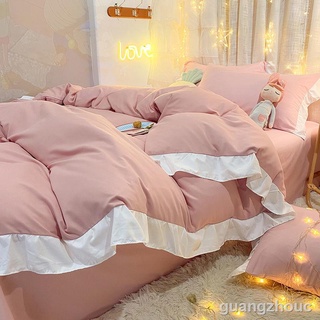 Bộ Chăn Ga Vỏ Gối Phong Cách Hàn Quốc Xinh Xắn Cho Nữ