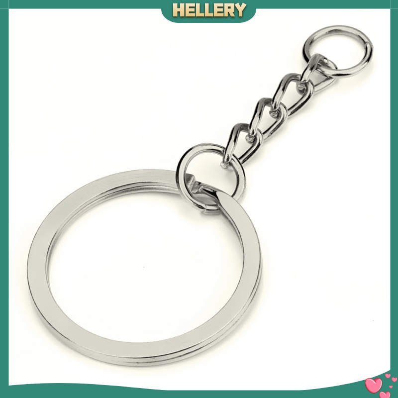 [HELLERY]30pcs Metal Split Keychain Rings With Chain 28mm Open Jump Ring DIY Key Ring