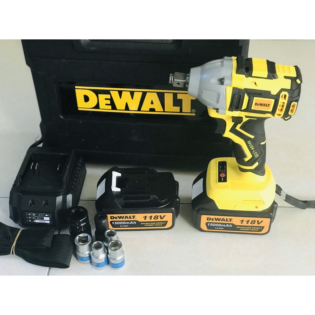 Máy Siết Bulong-Máy Bắn Vít DEWALT 118V Không Chổi Than Tặng kèm 5 bộ khẩu + 1 đầu chuyển bắt vít