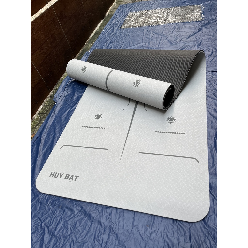 Thảm Yoga Chống Trượt Huy Bạt Rộng 66cm Vân Định Tuyến Chất Liệu Tpe Nhẹ Bám Sàn Giảm Chấn Thương Khi Tập Luyện Yoga