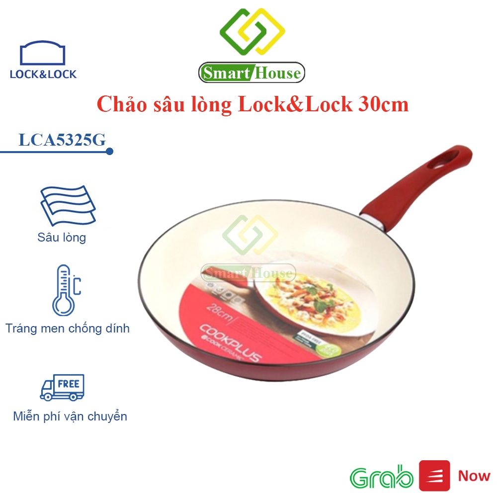 Chảo Lock&amp;lock 30cm Tráng Men Chống Dính Sâu Lòng Chịu Nhiệt Tốt - Smart House