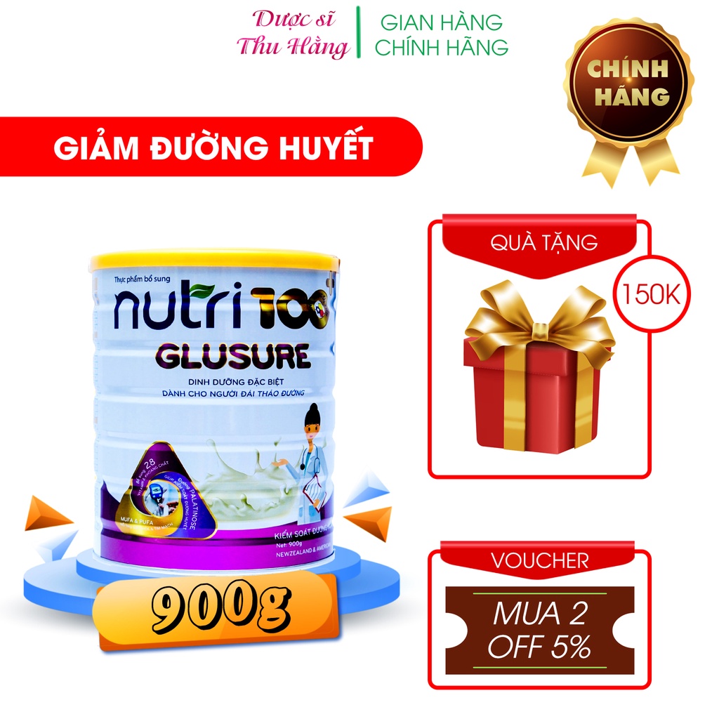 Sữa bột dinh dưỡng cho người tiểu đường NUTRI 100+ Glusure giúp kiểm soát được đường huyết, giảm các yếu tố về tim mạch