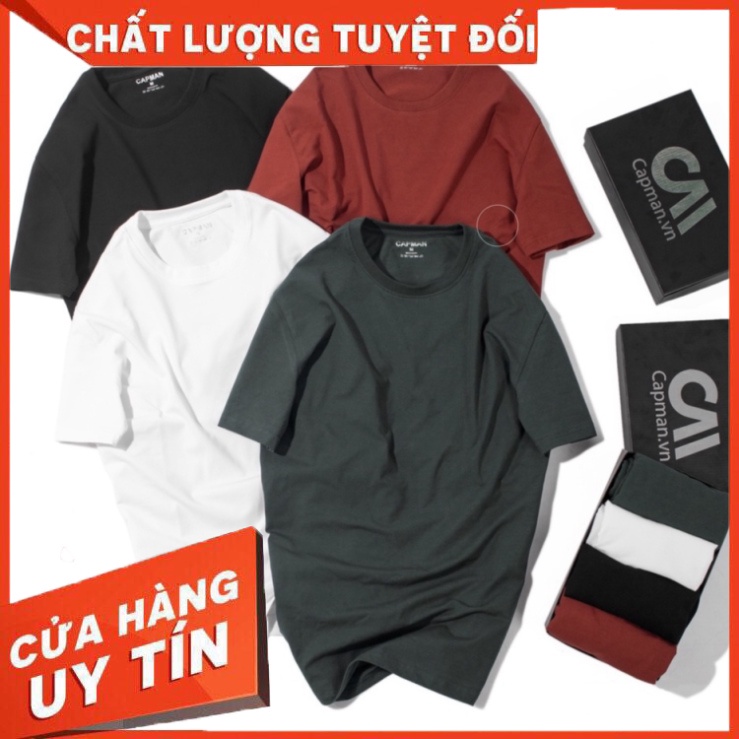 Áo thun nam cổ tròn basic CAPMAN vải cotton dày dặn, co giãn thoải mái tay ngắn - Hàng nhập khẩu