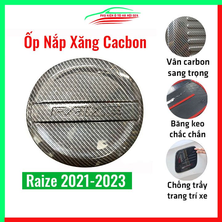 Ốp nắp xăng Raize 2021-2023 vân cacbon bảo vệ chống trầy trang trí ô tô