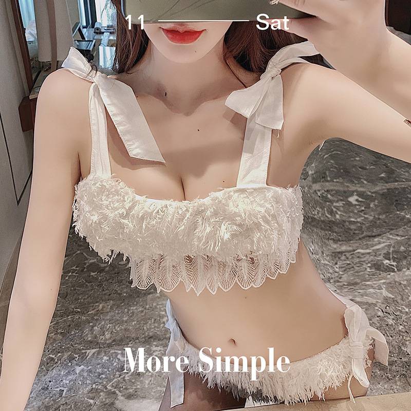 Three-piece women's white swimsuit Korean style princess lace bikini fairy split swimwear | BigBuy360 - bigbuy360.vn
