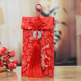 Bao lì xì vải gấm nhiều hoa văn rồng cao cấp