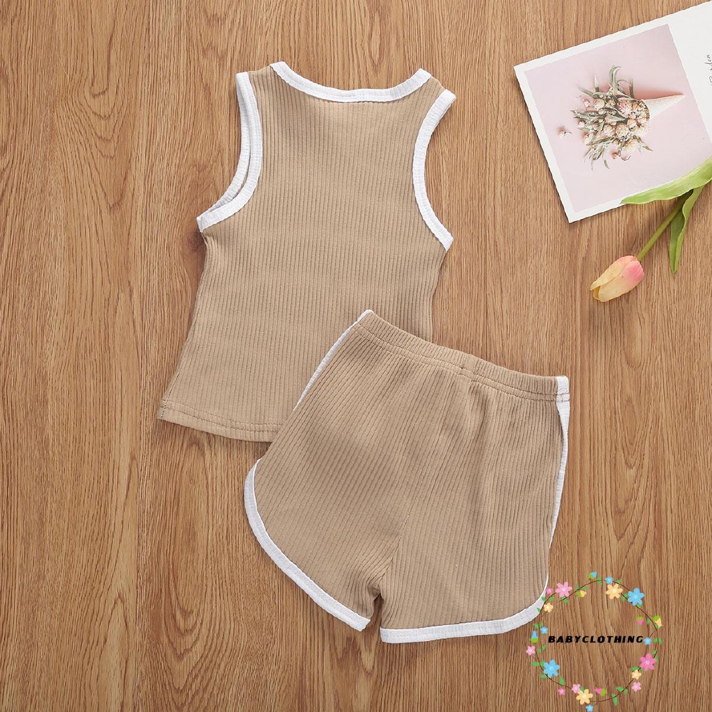 Set Áo Thun Sát Nách Cổ Tròn Và Quần Short Cho Bé