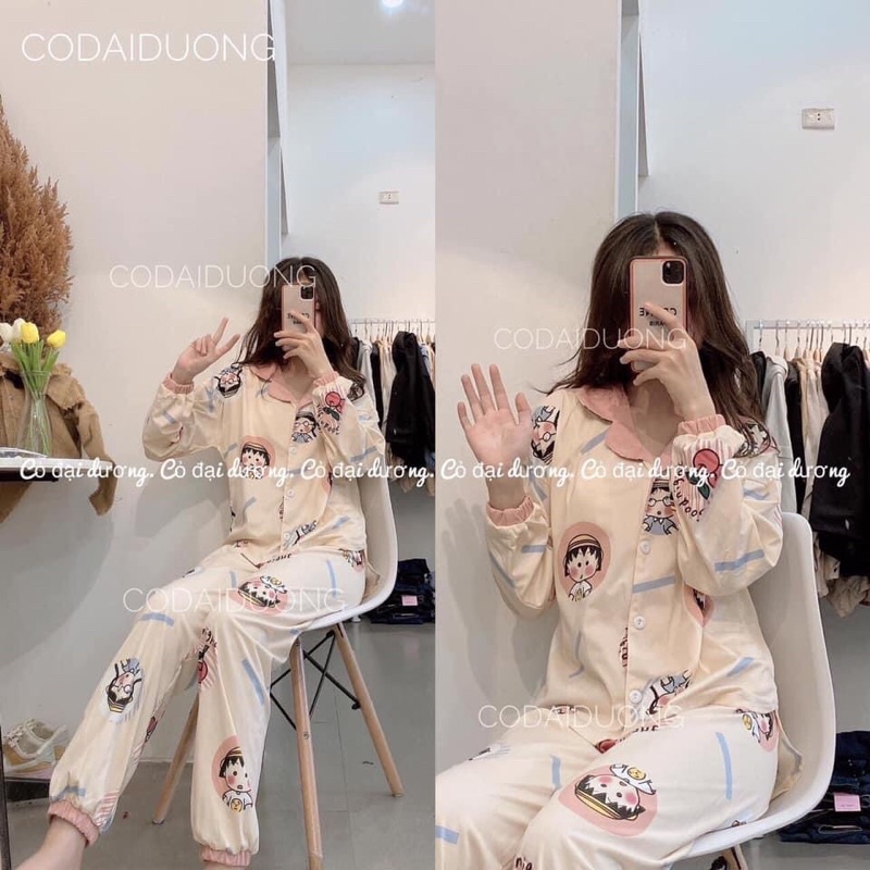 Bộ ngủ dài tay kate lụa siêu xinh - Hana Shop