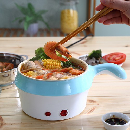 NỒI LẨU ĐIỆN MINI 18cm ĐA NĂNG KÈM GIÁ HẤP CÓ TAY CẦM