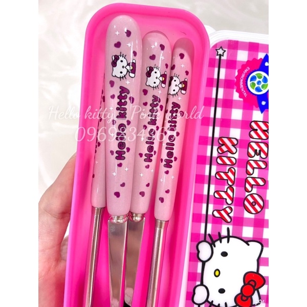 Sét 3 muỗng đũa nĩa hello kitty