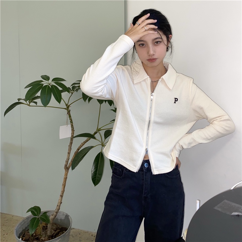 Áo Sơ Mi Tay Dài Có Khóa Kéo Đôi Thời Trang Mùa Thu Cho Nữ