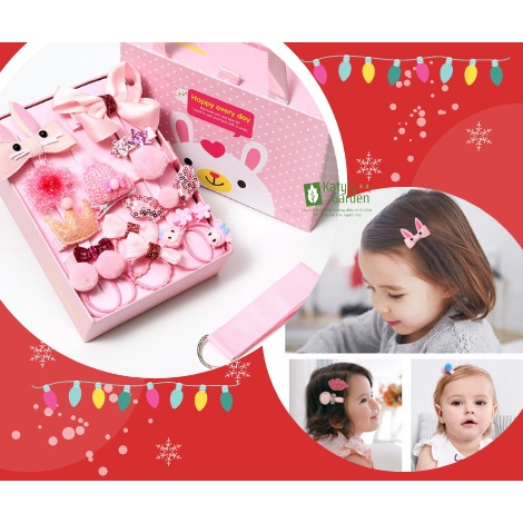Hộp phụ kiện nơ kẹp tóc cho bé