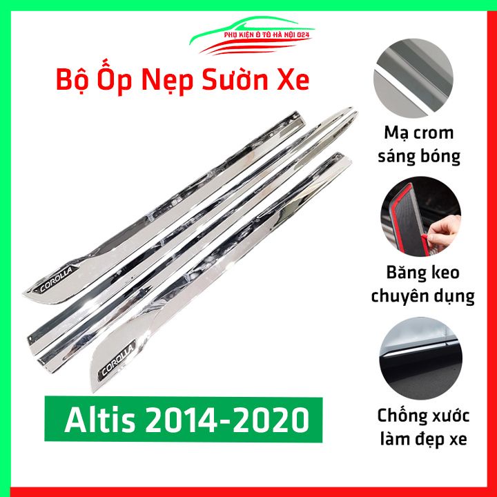 Bộ ốp nẹp sườn Altis 2014-2020 mạ crom trang trí làm đẹp xe