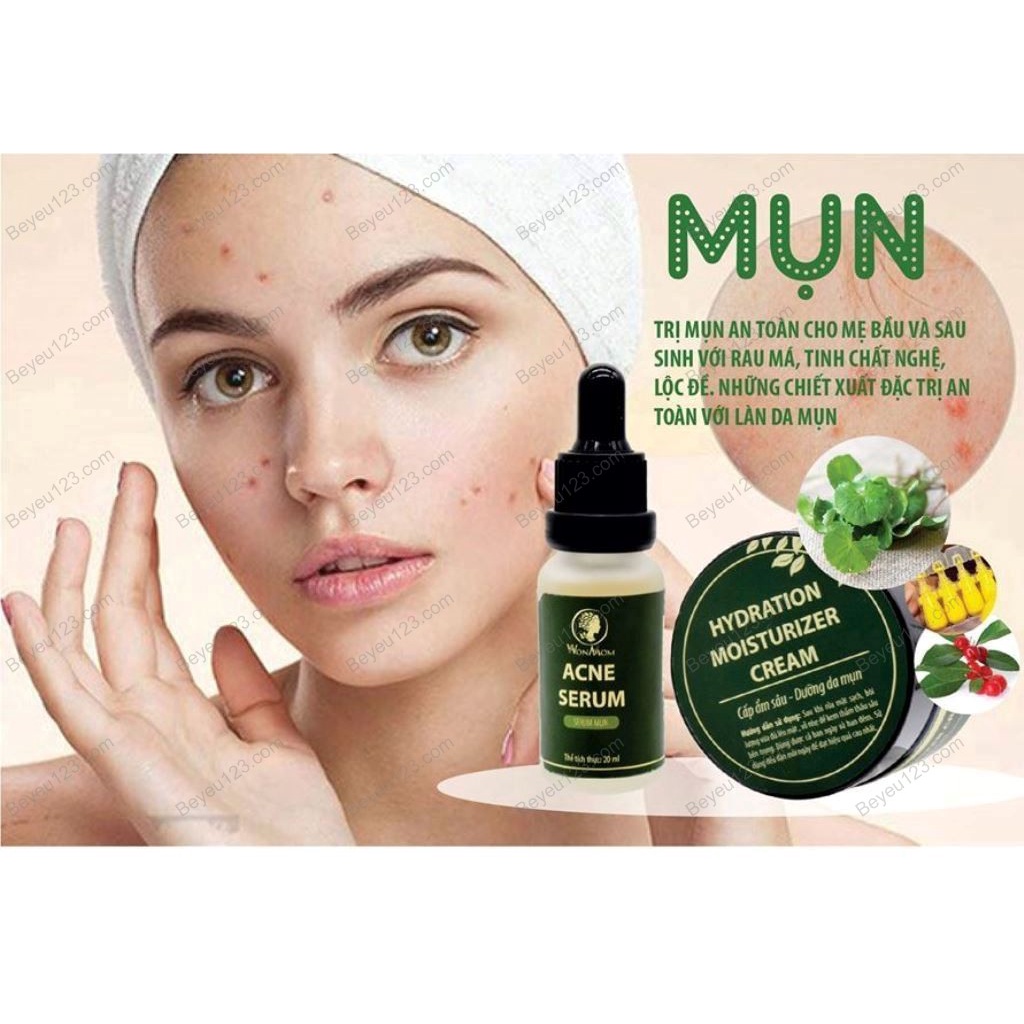 Combo Serum và Kem Dưỡng Da Mụn Wonmom - Cho Mẹ Bầu Và Sau Sinh - Việt Nam CW