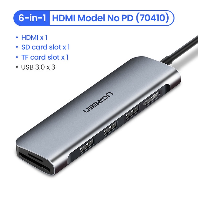 Cáp USB Type C to HDMI,USB 3.0,đọc thẻ SD/TF Ugreen 70410 Chính hãng CM195