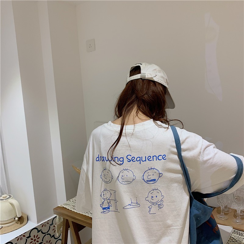 Áo thun tay lỡ  Drawing Sequence  phông Unisex nam nữ tee oversize form rộng pull Ulzzang Streetwear Hàn Quốc vải mềm