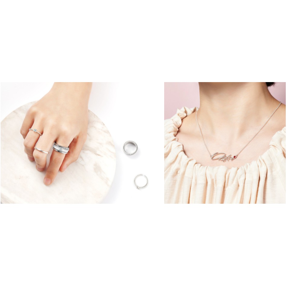 Set Trang Sức TwoTuckGom Layered Ring &amp; Sign Necklace Danygom Set