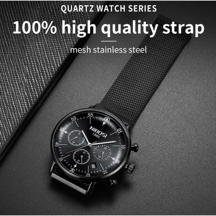 Đồng hồ nam dây lưới thép Nibosi 2331 fullbox