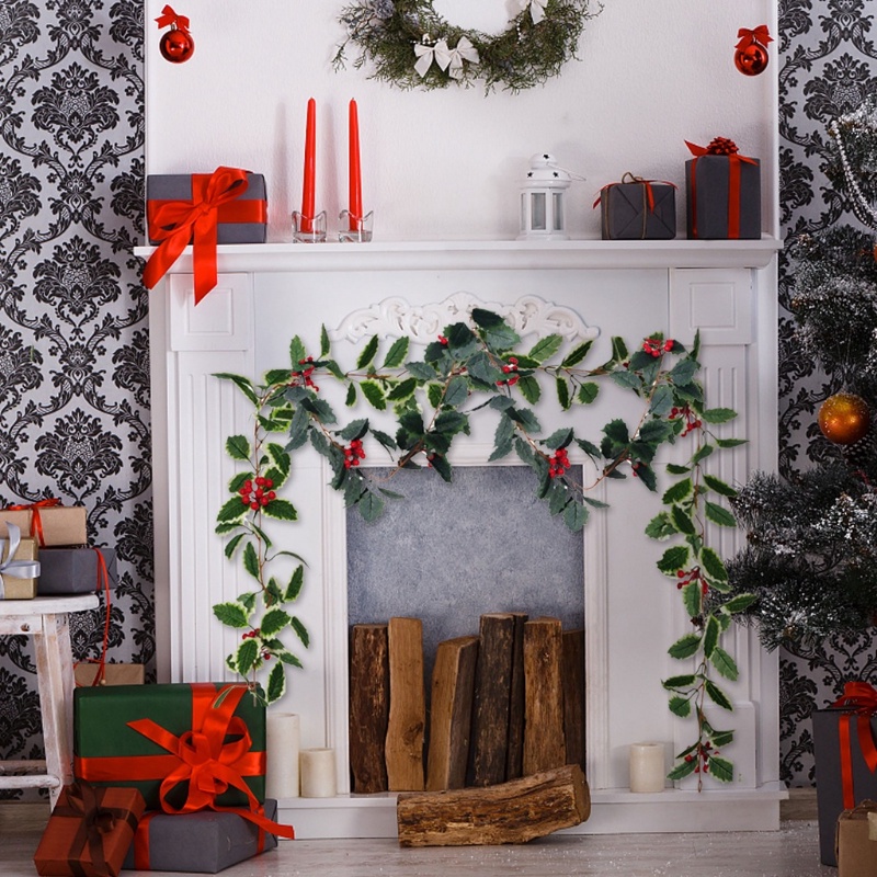 2m Dây Lá Nho Đỏ Nhân Tạo Trang Trí Giáng Sinh / Năm Mới / Cửa Sổ / Cầu Thang DIY