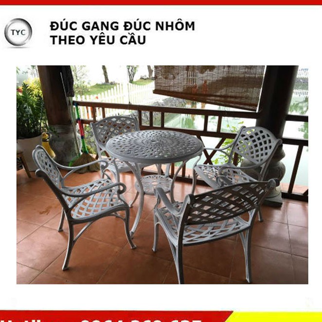 BÀN GHẾ NHÔM SÂN VƯỜN HOA VĂN CA-RÔ CỔ ĐIỂN