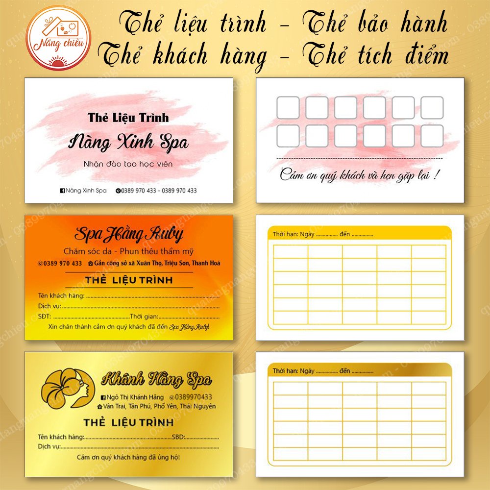 Card Visit, Namecard, Thẻ Liệu trình,  tích điểm , bảo hành , khách hàng cho tiệm nail, spa, tóc....