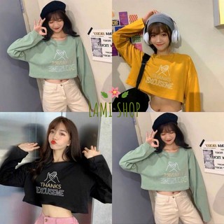 Áo thun Croptop nữ NEwFASHION tay dài in Thanks Excuse Me, form rộng phong cách Ulzzang cá tính, năng động  - CRT008