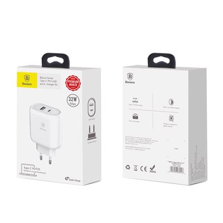 Bộ sạc nhanh baseus 32w 2 cổng pd 18w , qc 3.0 , cáp type c to lightning sạc nhanh cho iphone,ipad