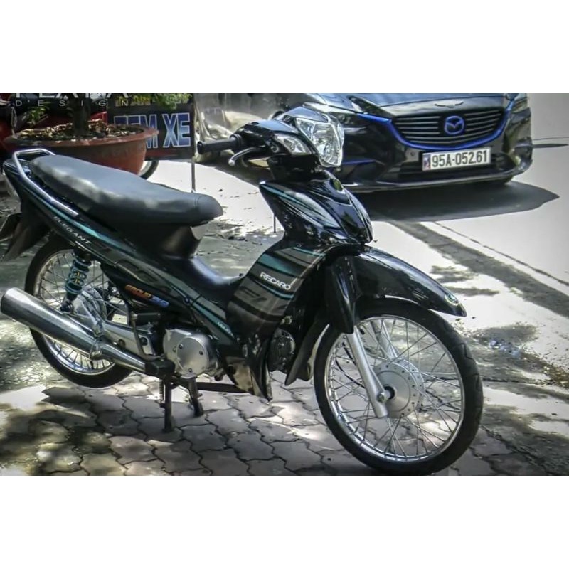 Tem rời Elegant xanh xám nền bóng dán xe đen