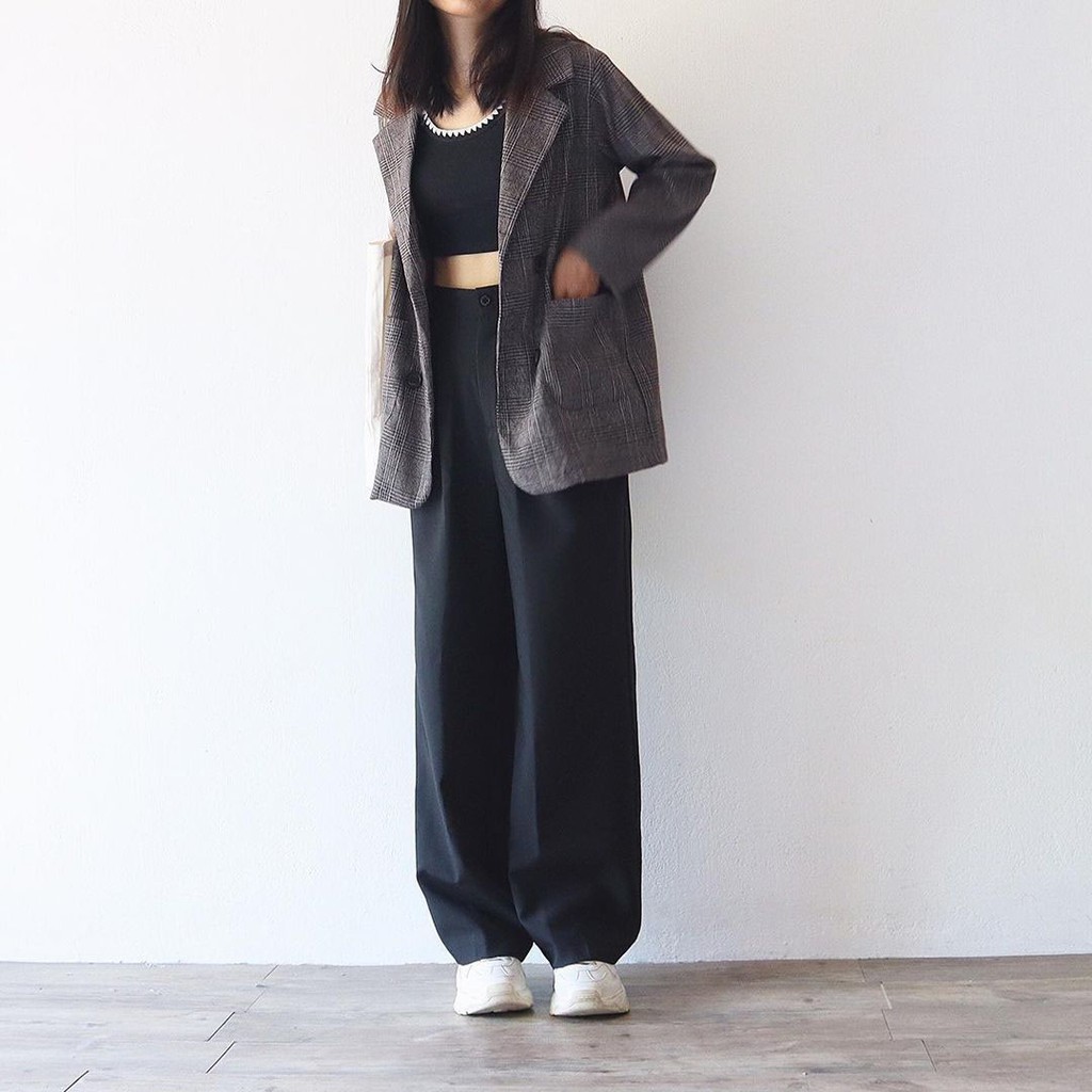 Quần ống rộng nữ lưng cao 𝐔𝐋𝐙𝐙𝐀𝐍𝐆 Style Hàn Quốc chất vải cát Hàn - Dáng quần suông mềm mại dài 100cm | BigBuy360 - bigbuy360.vn