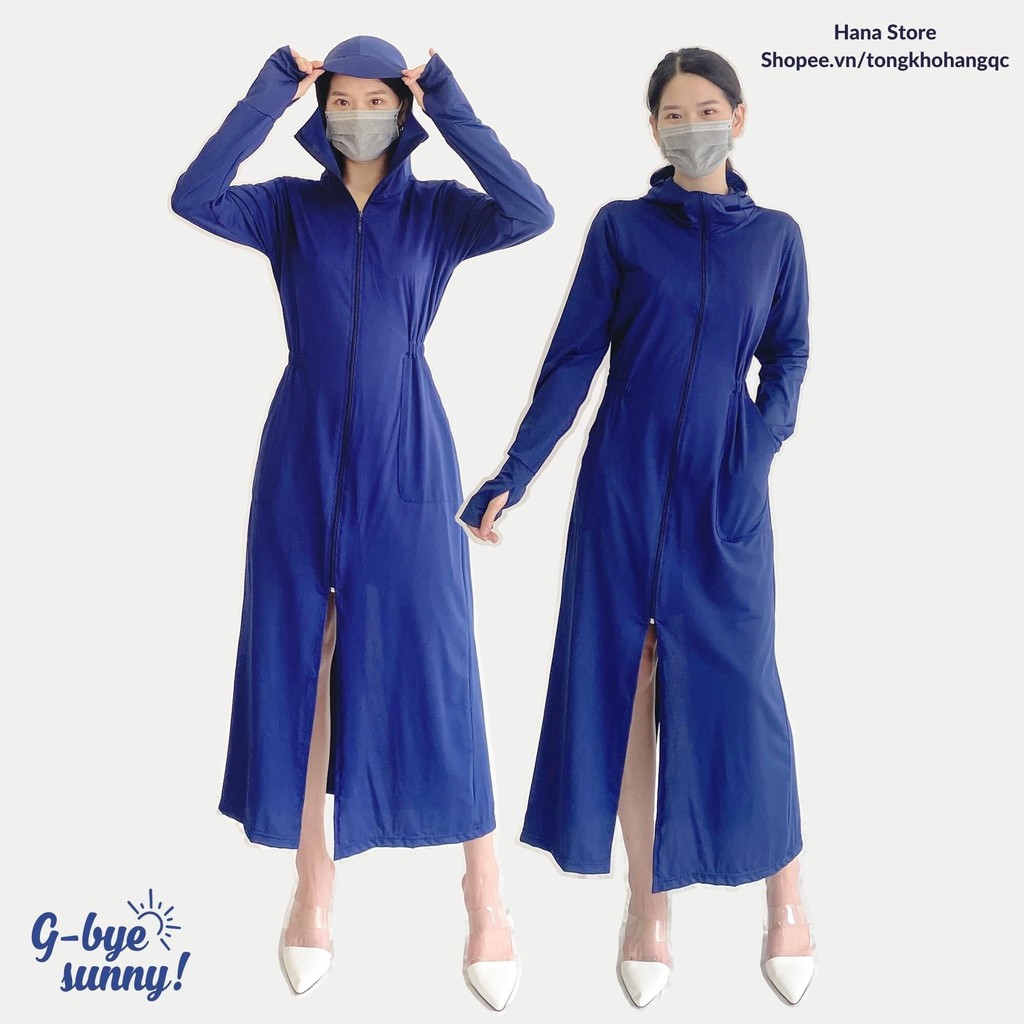 Váy Áo Chống Nắng Và Tia UV Toàn Thân Dáng Dài Nữ Áo chống nắng toàn thân bảo vệ làn da. có mũ đội Ulzzang