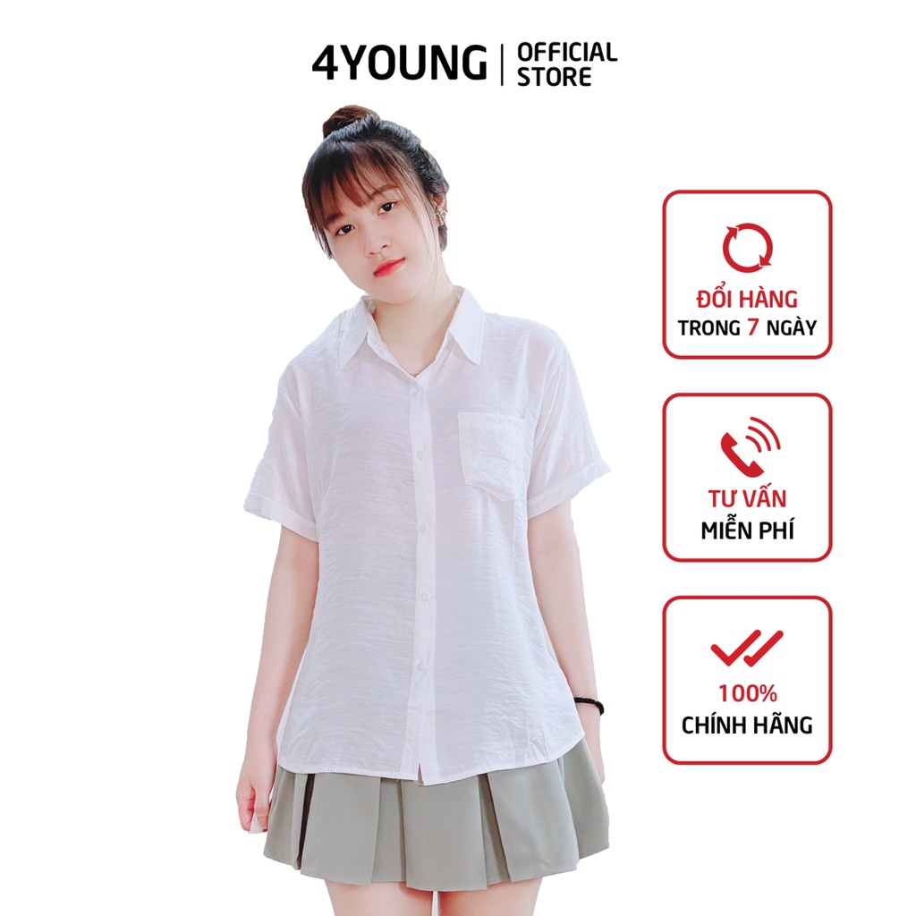 Áo sơ mi nữ tay ngắn có túi yummyfashion1 đồ công sở A128