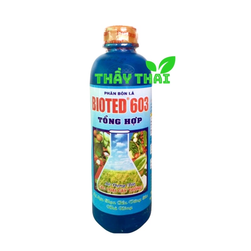 Bioted 603 cây ăn trái  Phân bón lá NPK sinh học Bioted 603 SP-RM Mận, Xoài, Sầu riêng-1 lít-Bổ sung dưỡng chất