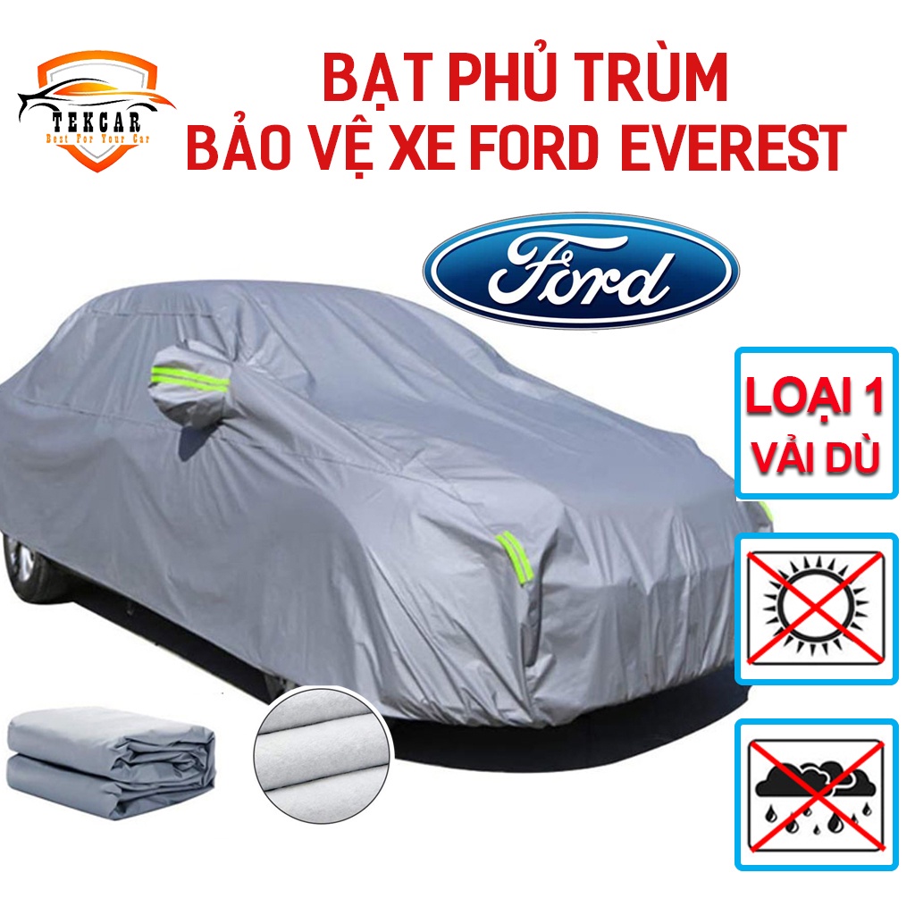 [FORD EVEREST] Bạt vải dù phủ trùm kín bảo vệ xe ô tô SUV 7 chỗ cỡ to Ford Everest áo bạc chùm phủ trùm vải dù