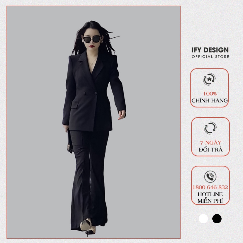 ▨Áo vest nữ, khoác blazer nữ màu đen chiết eo Syndra cao cấp IFY Design FS98A