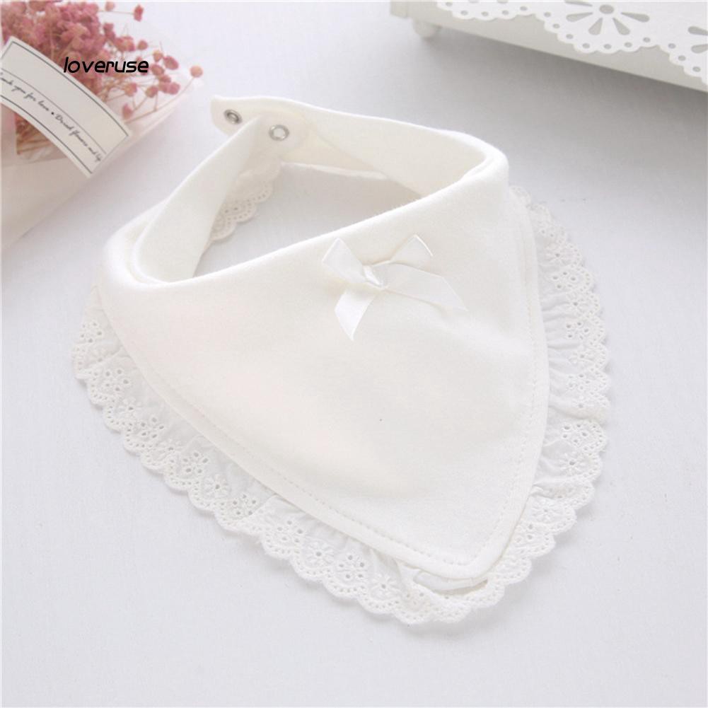 Yếm Ăn Vải Cotton Phối Ren Chống Thấm Nước Cho Bé Gái Sơ Sinh